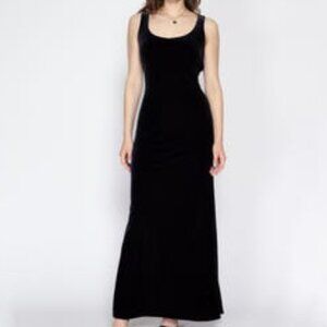 🖤 Armani Collezioni Black Silk Velvet Crisscross Back Evening Gown Luxe Formal